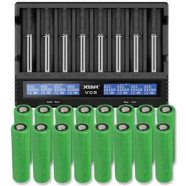 Xtar VC8 Li-ion & NiMH/NiCd batteriladdare + 16 st. Sony US18650VTC5 2600mAh Li Ion-batterier